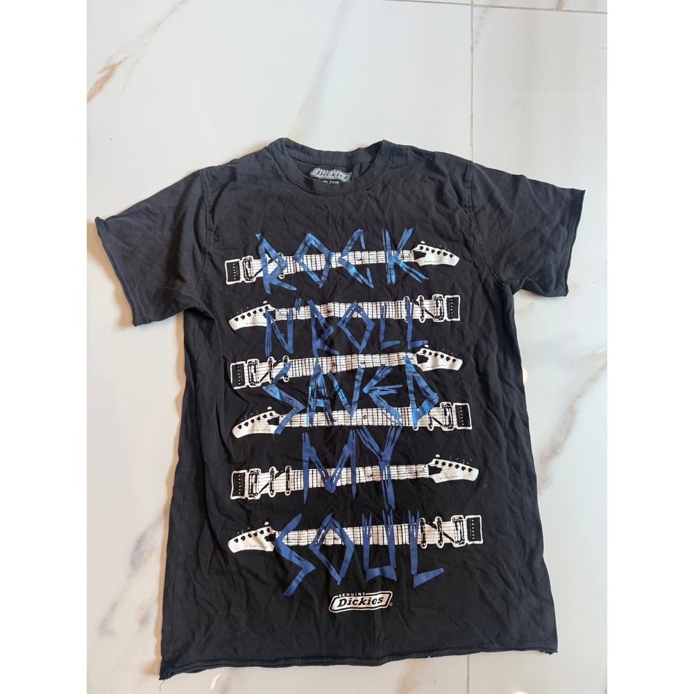 Dickies Rock N Roll Saved My Soul Graphic T-Shirt‎ Black Boys XL 14-16 Guitar